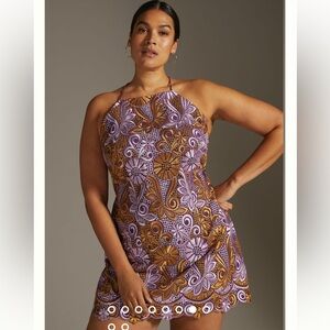 Anthropologie l NWT Embroidered Halter Mini Dress 14